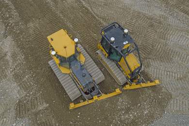 Trimble Earthworks dozer: Automatisk horisontalstyring